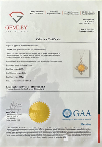 18ct White Gold Ethiopian Opal amd Diamond Pendant