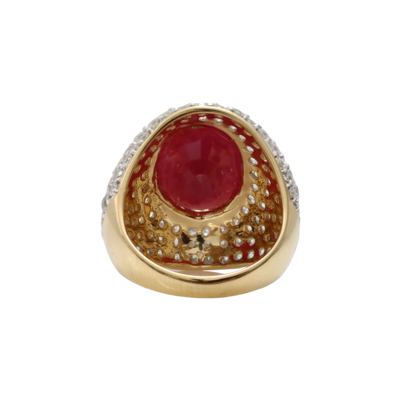 18ct Yellow Gold Ruby and Diamond Dome ring