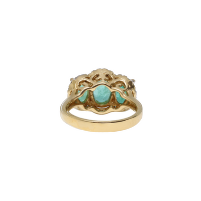 18ct Yellow Gold Emerald Trilogy and Diamond Ring