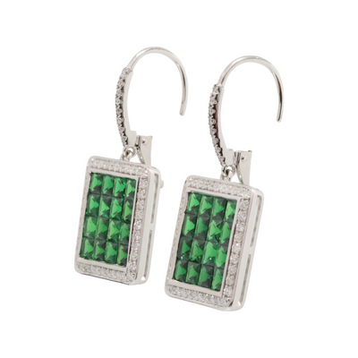 Platinum , Garnets and Diamond Earrings