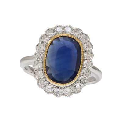 Sapphire and Diamond Ring in Platinum