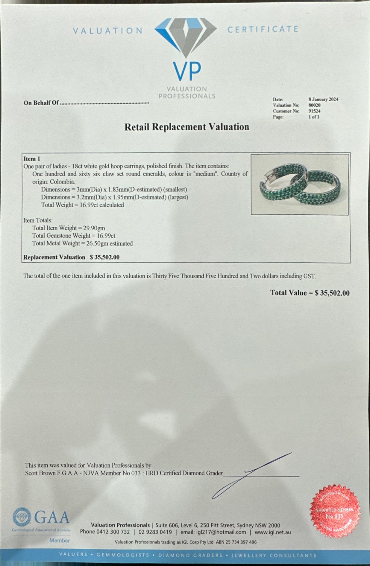 Colombian Emeralds Earrings in 18ct WG