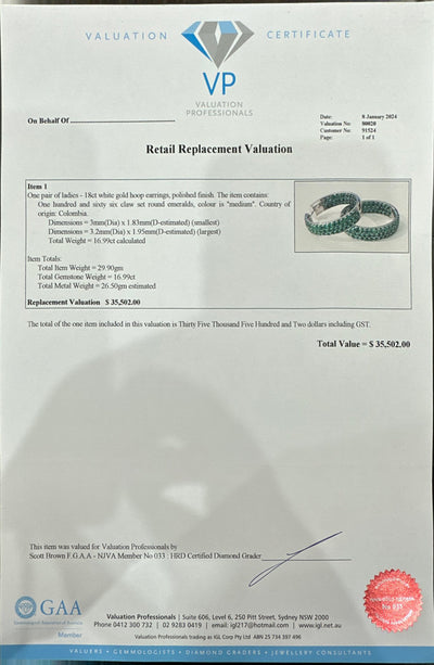 Colombian Emeralds Earrings in 18ct WG