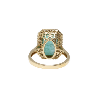 14ct Yello Gold Emerald and Diamond Ring