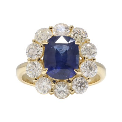 Ceylon Sapphire and Diamonds in 18ct Yellow Gold