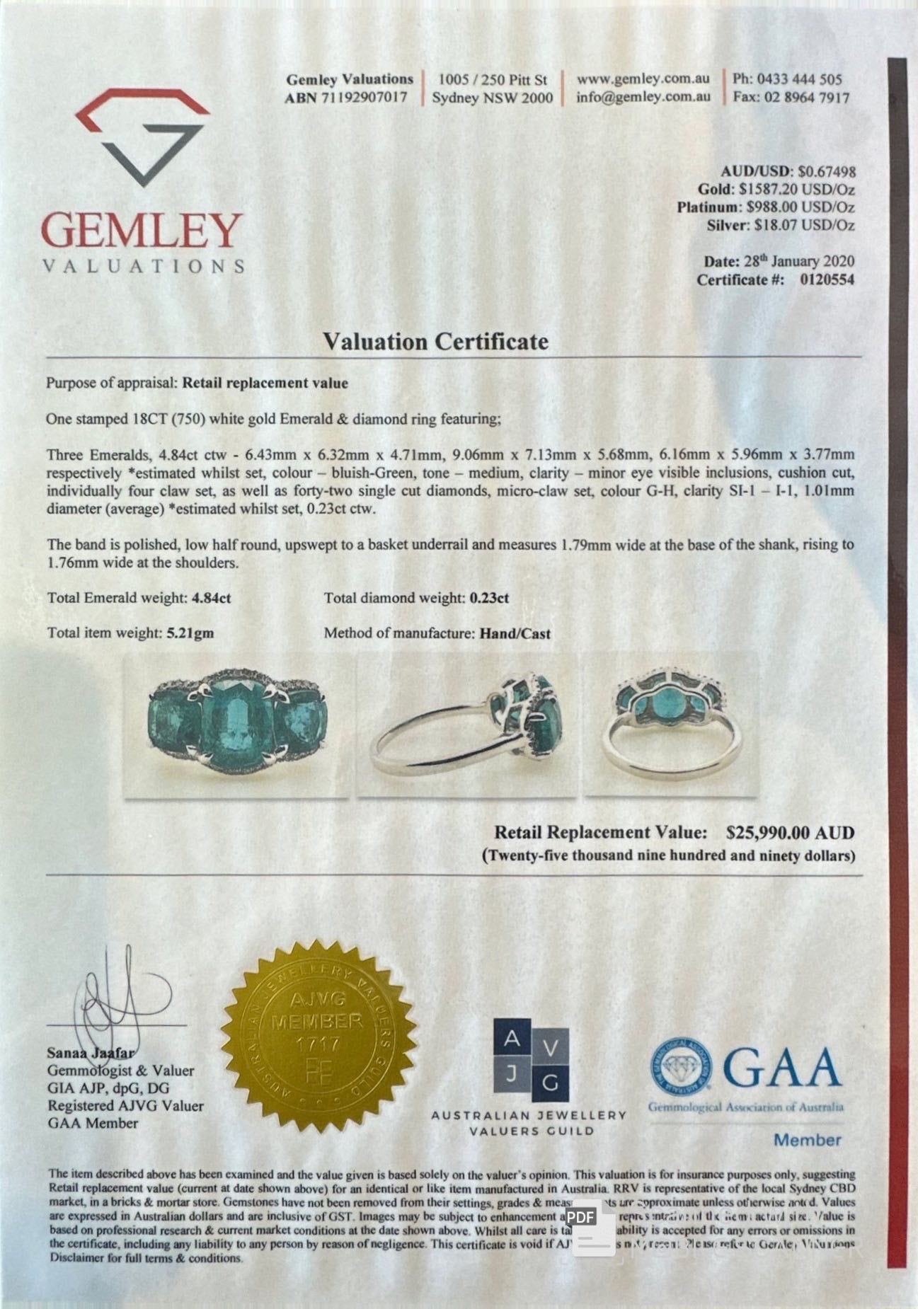 18ct Yellow Gold Colombian Emerald and Diamond Ring