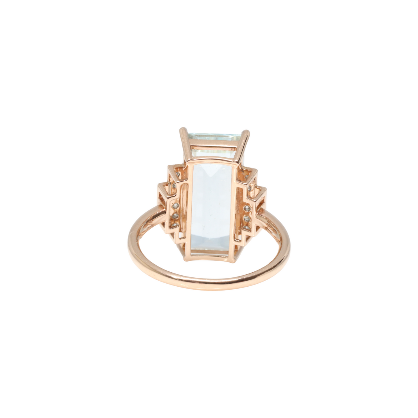 14ct rose gold Aquamarine and Diamond dress ring