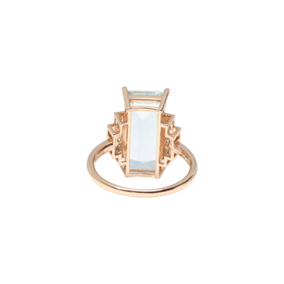 14ct rose gold Aquamarine and Diamond dress ring