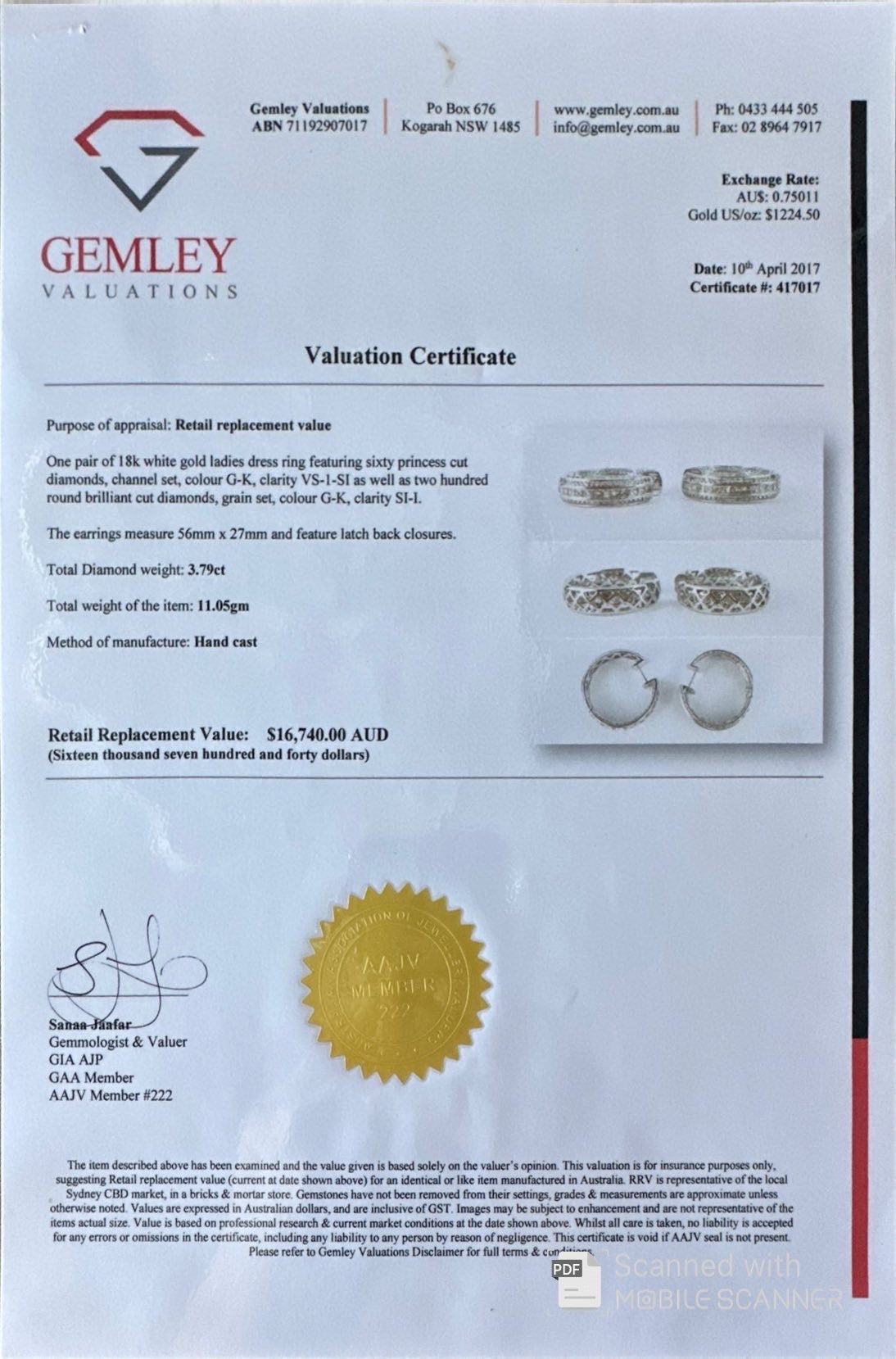 18ct White Gold Diamond Hoop Earrings