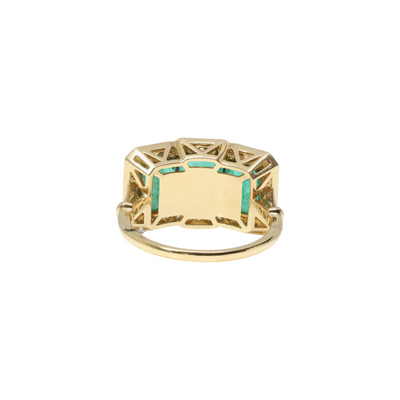 18ct Yellow Gold Emerald and Diamond trilogy Rings