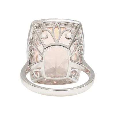 Platinum Morganite and Diamond Ring
