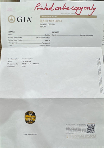 Chrysoberyl GIA certified in 18k white gold and Diamonds