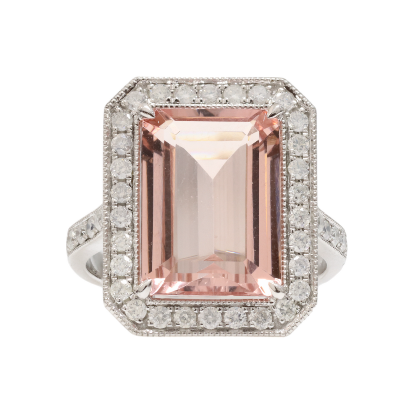 Platinum Morganite and Diamond Ring