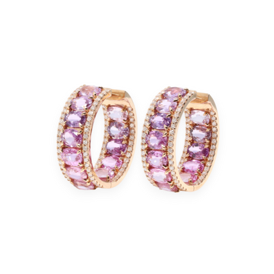18ct Rose Gold Sapphire and Diamond Earrings (No Heat)