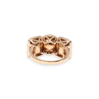 18ct Rose Gold Colombian Emerald and Diamond Trilogy Ring