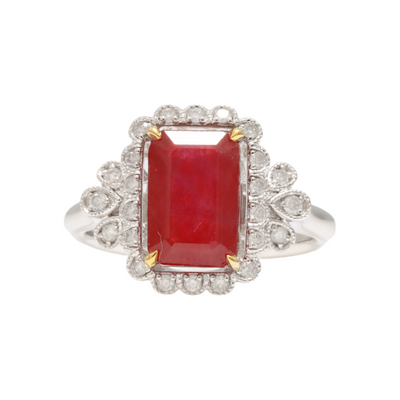Platinum Ruby and Diamond Ring