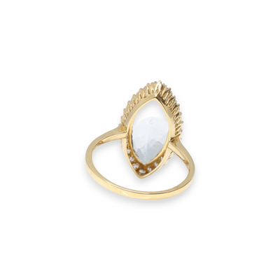 18ct yellow gold Aquamarine amd diamond dress ring