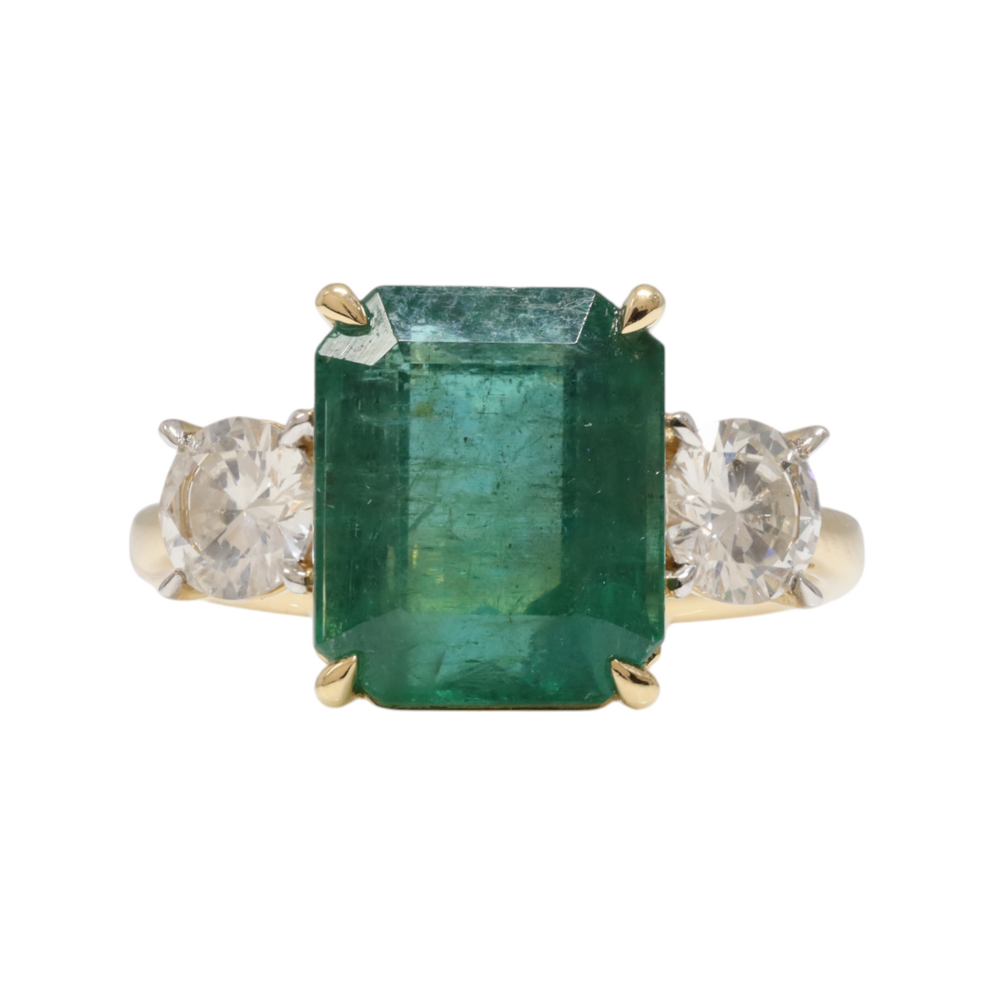 18ct Yellow Gold Emerald and Diamond Trilogy