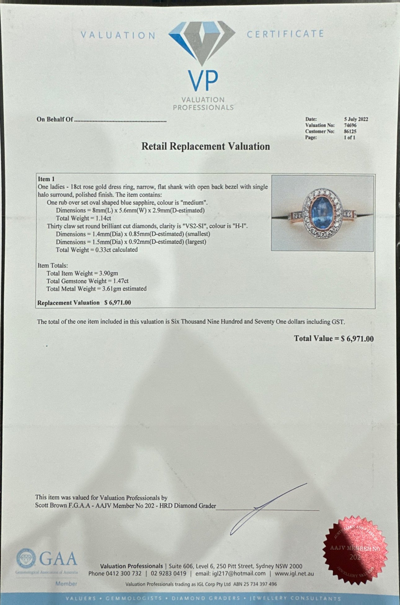 Sapphire and Diamond in 18ct Rose Gold