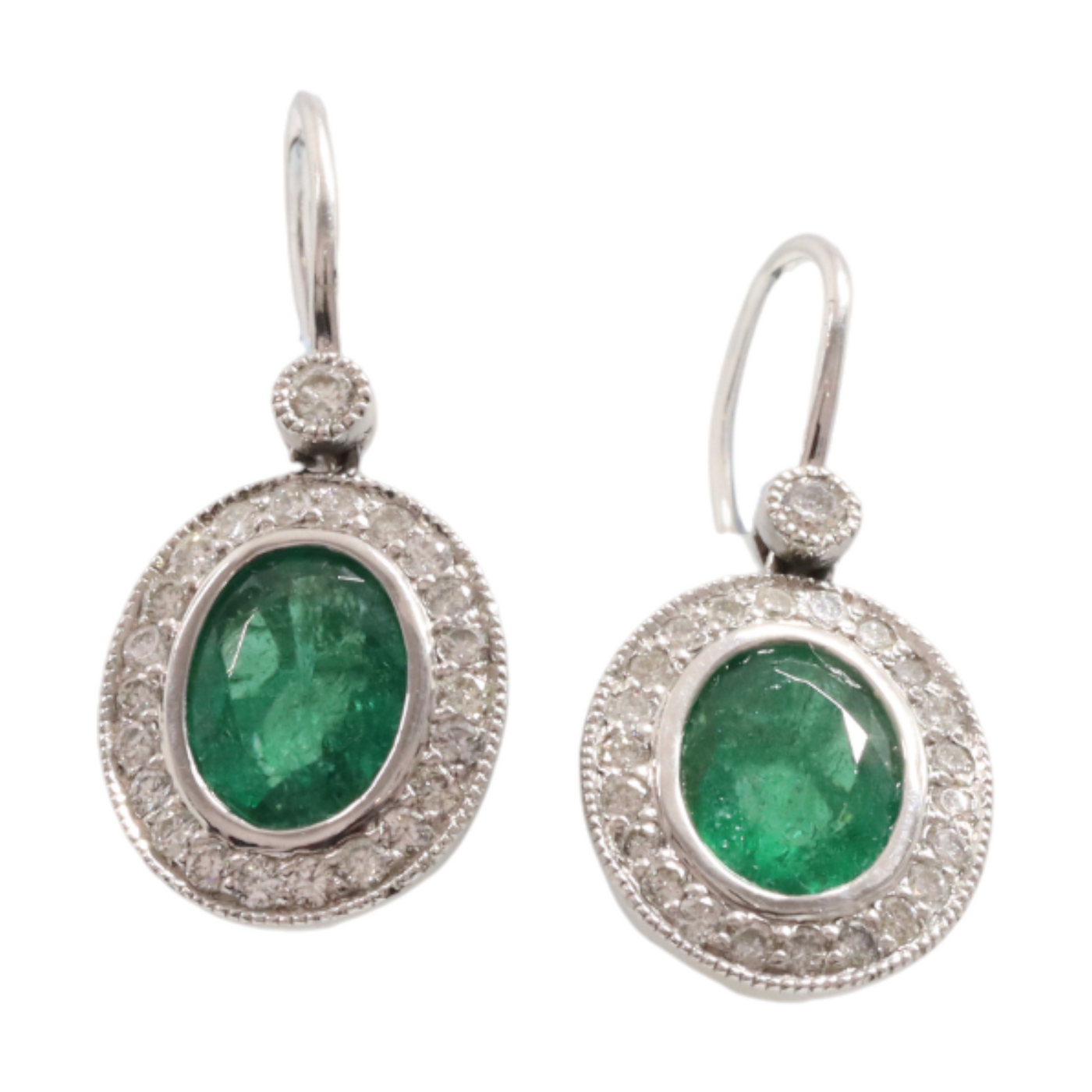 Platinum Emerald and Diamond Earrings