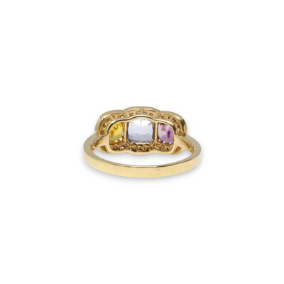 18ct Yellow Gold Sapphire (no heat) and Diamond ring