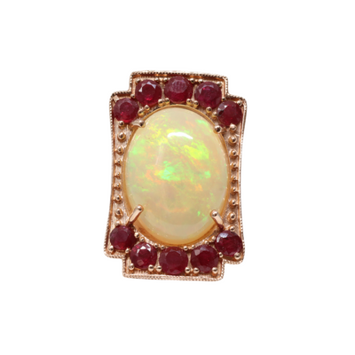 14ct Rose Gold Opal and Ruby dress ring
