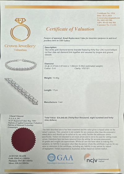 18ct White Gold Natural Diamond tennis bracelet