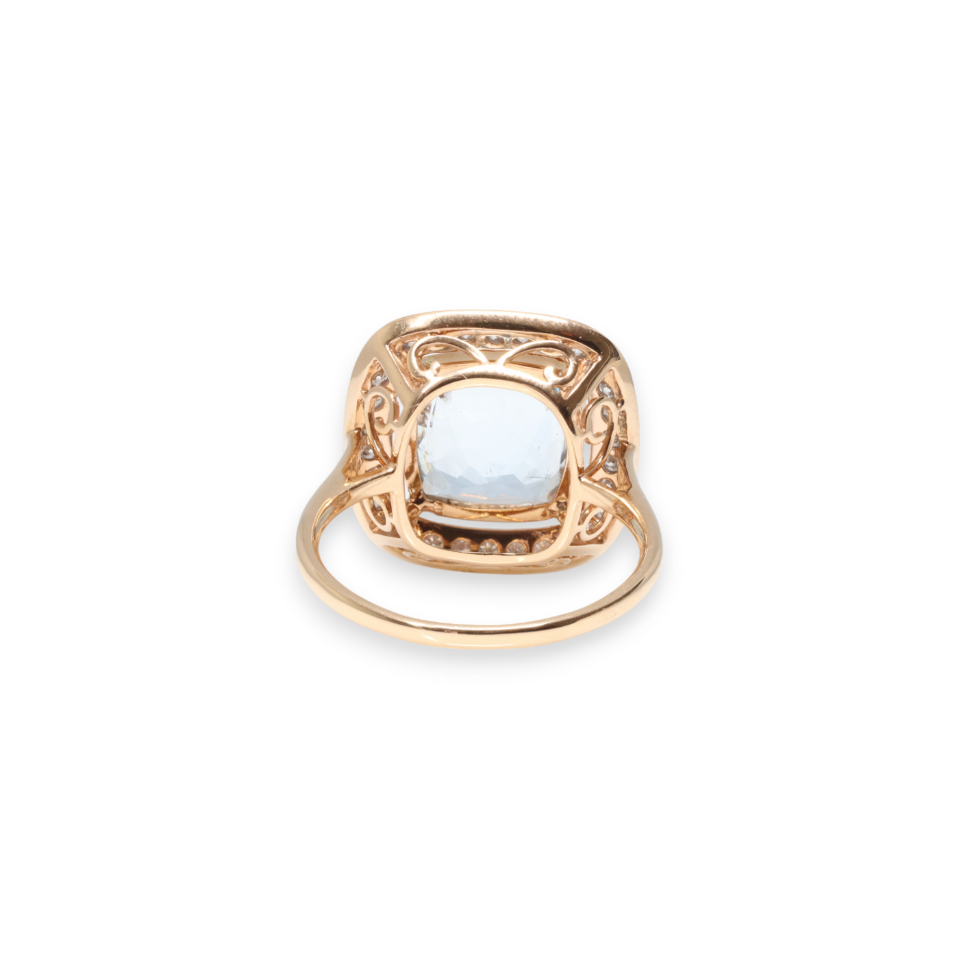 18ct Rose Gold Aquamarine and Diamond dress ring