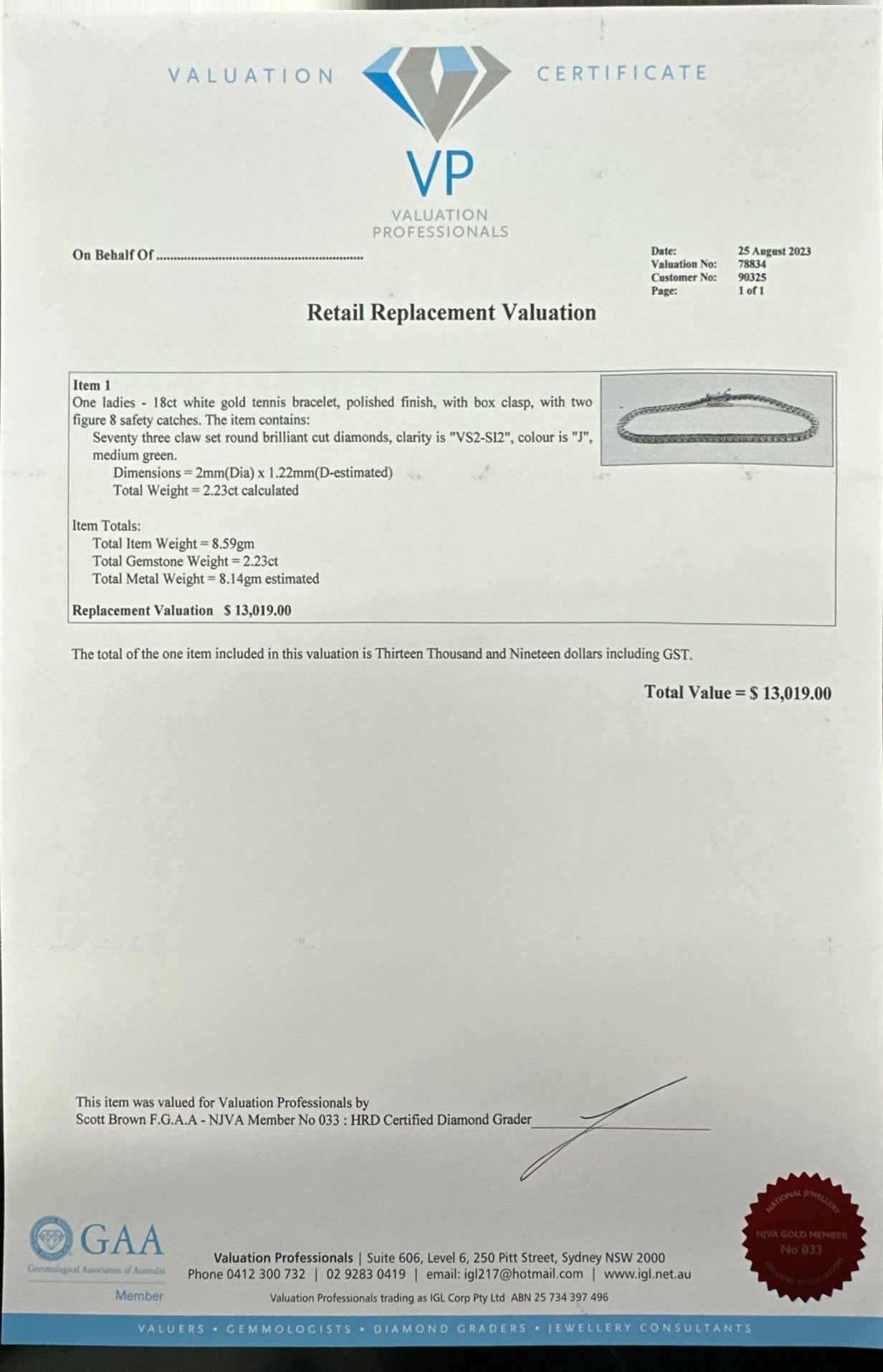 2.23ct WG Diamond Tennis Bracelet in 18ct WG