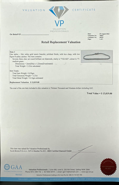 2.23ct WG Diamond Tennis Bracelet in 18ct WG