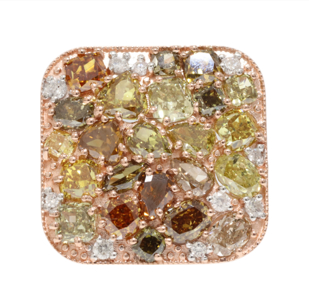 14ct Rose Gold Champagne fancy diamond ring