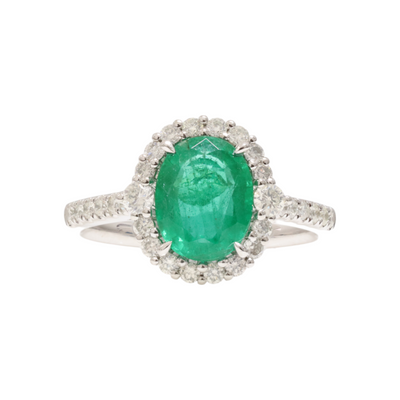 Platinum Colombian Emerald and Diamond ring