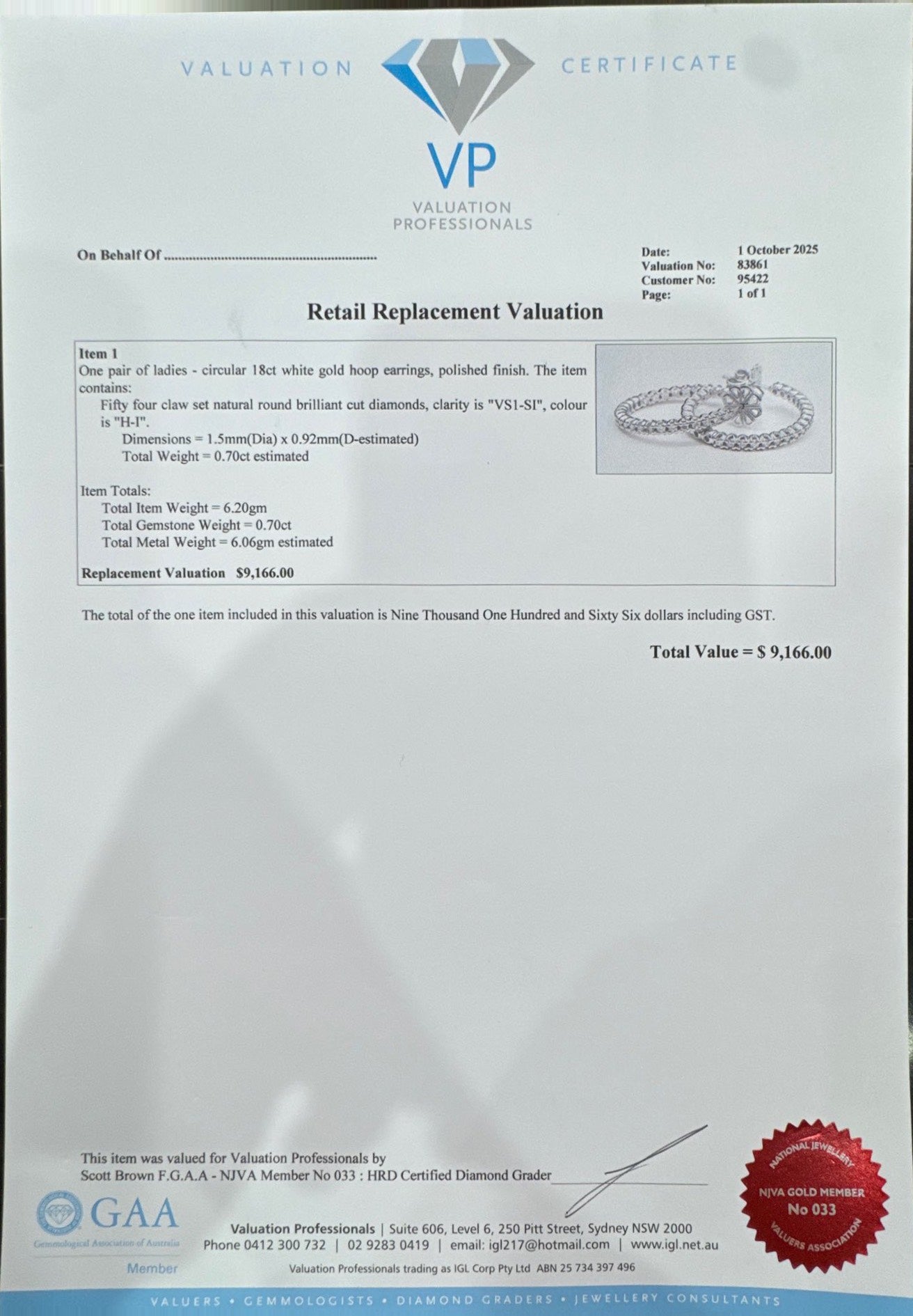 18ct White Gold Diamond Hoop Earrings