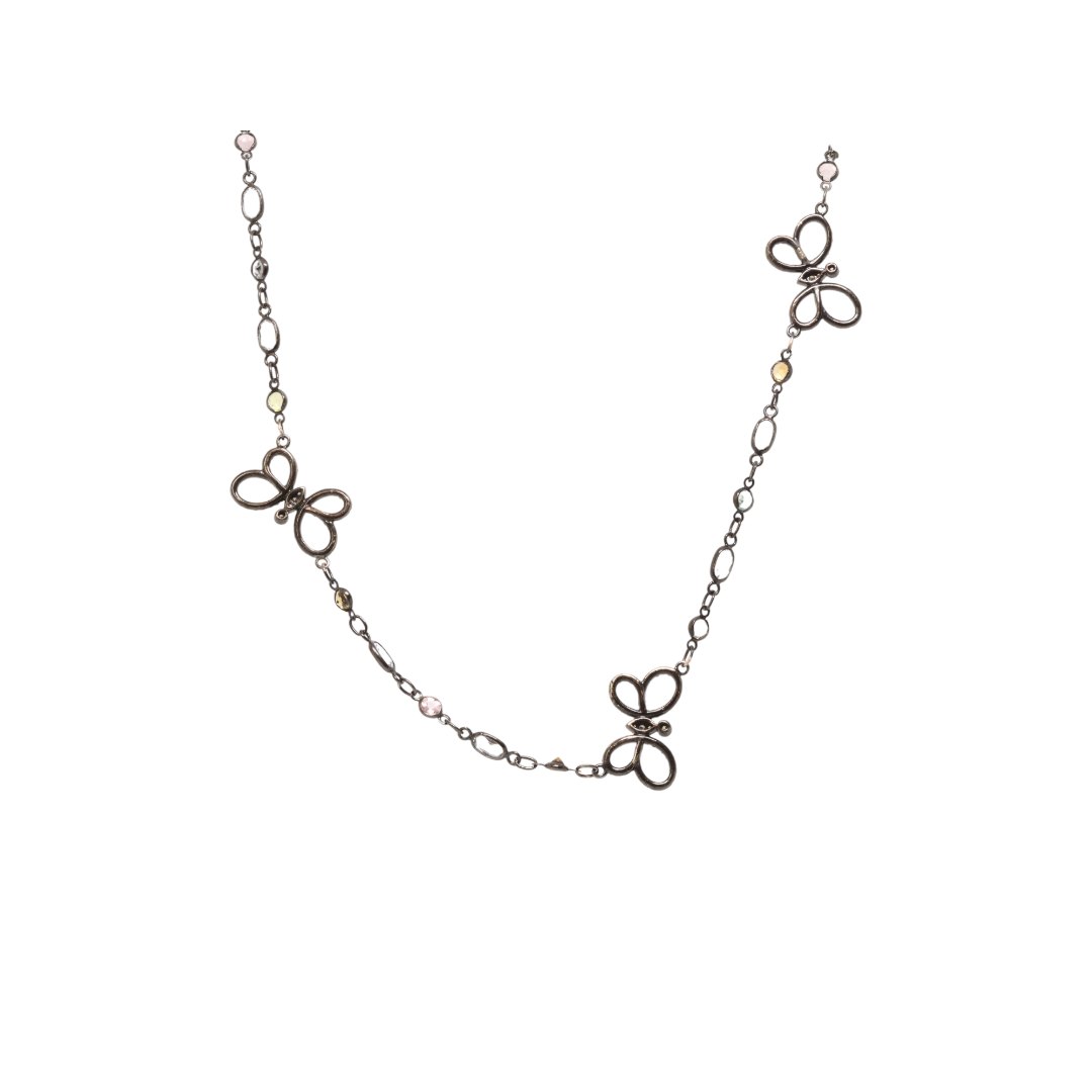 18ct White Gold, Sapphire, tourmalime, Diamond Necklace