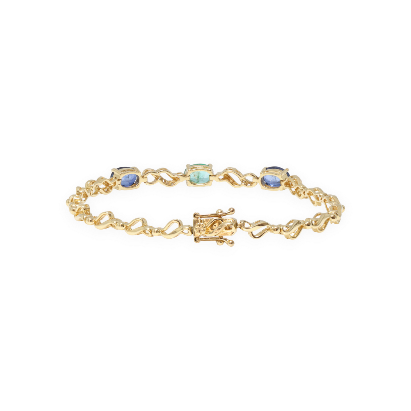 18ct Yellow Gold, Emerald, Sapphire and Diamond bracelet