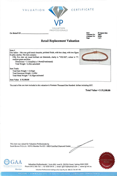 6.49ct RG Diamond tennis bracelet in 18ct