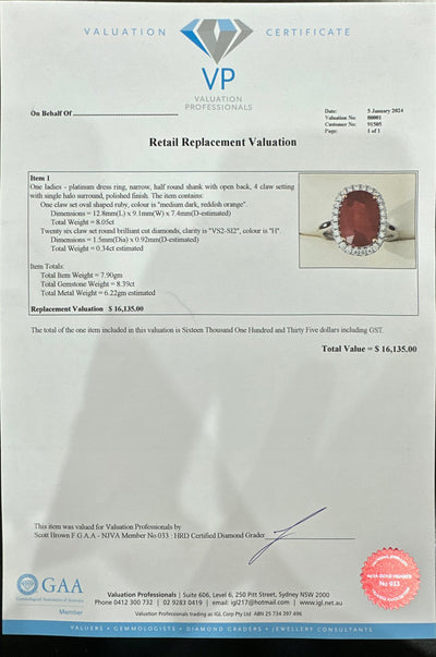 Ruby and Diamond Ring in Platinum
