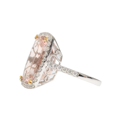 Platinum Morganite and Diamond Ring