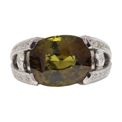 Chrysoberyl GIA certified in 18k white gold and Diamonds