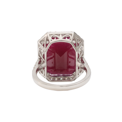 18ct White Gold, Mozambique Ruby and Diamond Ring