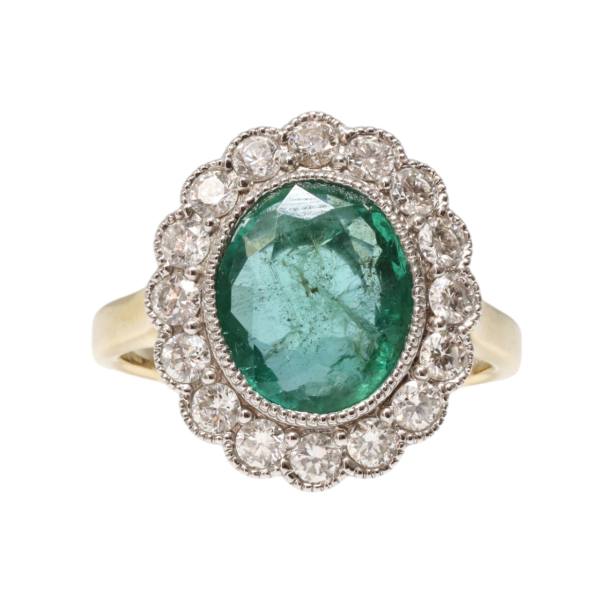 14ct Yellow Gold Emerald and Diamond Ring