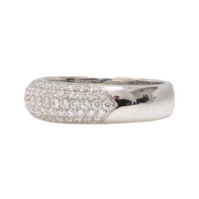 18ct White Gold Diamond Pave Dome Ring