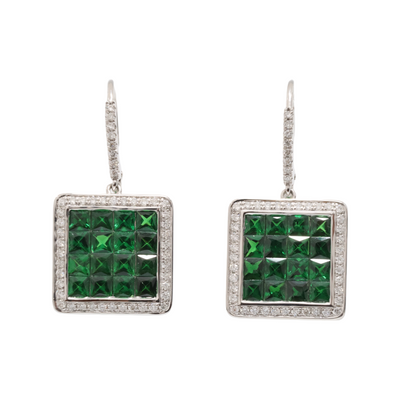 Platinum , Garnets and Diamond Earrings