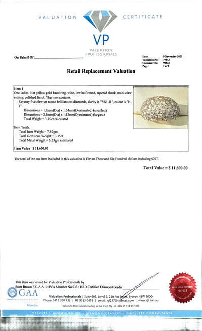 14ct YG Diamond Dome Ring
