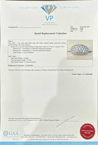14ct White Gold Dome Diamond Ring
