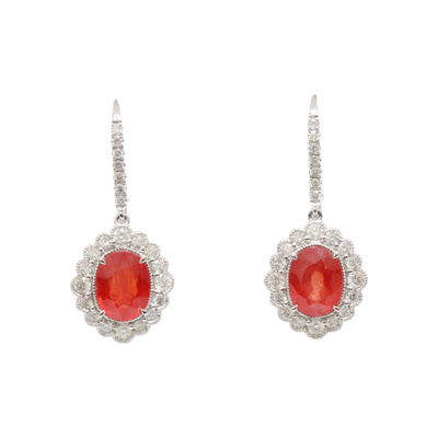 Platinum Ruby and Diamond Earrings