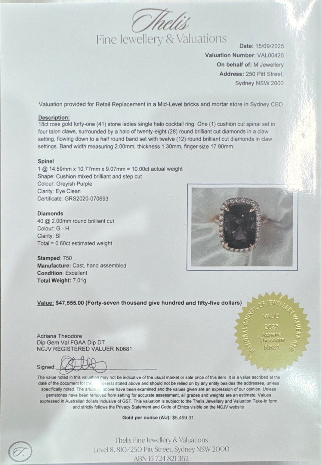 Burma (NO HEAT) Spinel and Diamond Ring