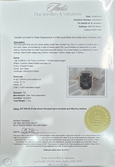 Burma (NO HEAT) Spinel and Diamond Ring