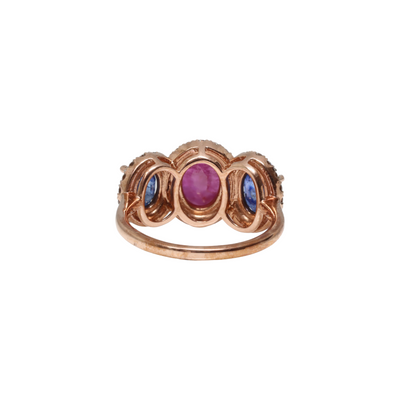 10ct Sapphire, Ruby and Diamond ring