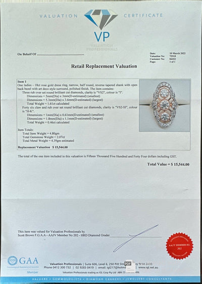 18ct Rose gold Diamond Dress Ring